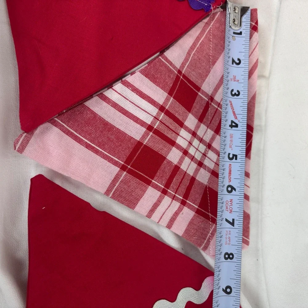 Handmade Dog‎ Bandana Set of 3 Pink Plaid & Purple Multi Rickrack Trim Sz M